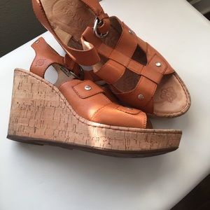 Born orange wedge sandal size 11